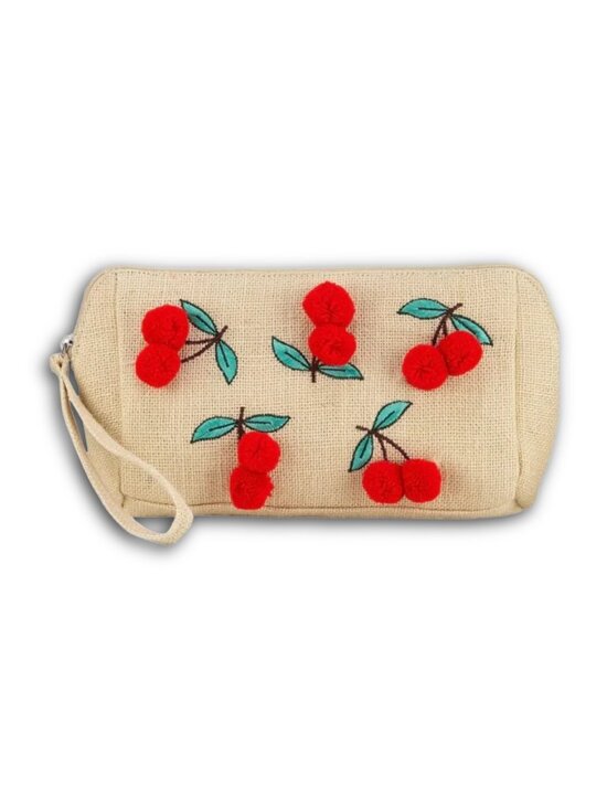 Circus by Sam Edelman Handbags - NWT CIRCUS BY SAM EDELMAN Pippa Jute Clutch Bag with Embroidered Pompom Cherries